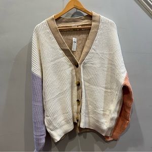 GAP Shaker-Stitch V-Neck Cardigan - color block